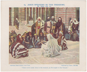 Jesus speaking in the treasury